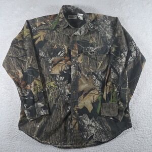 Field Staff Shirt Size Medium Camo Mossy Oak Break Up Button Up Hunting Canvas